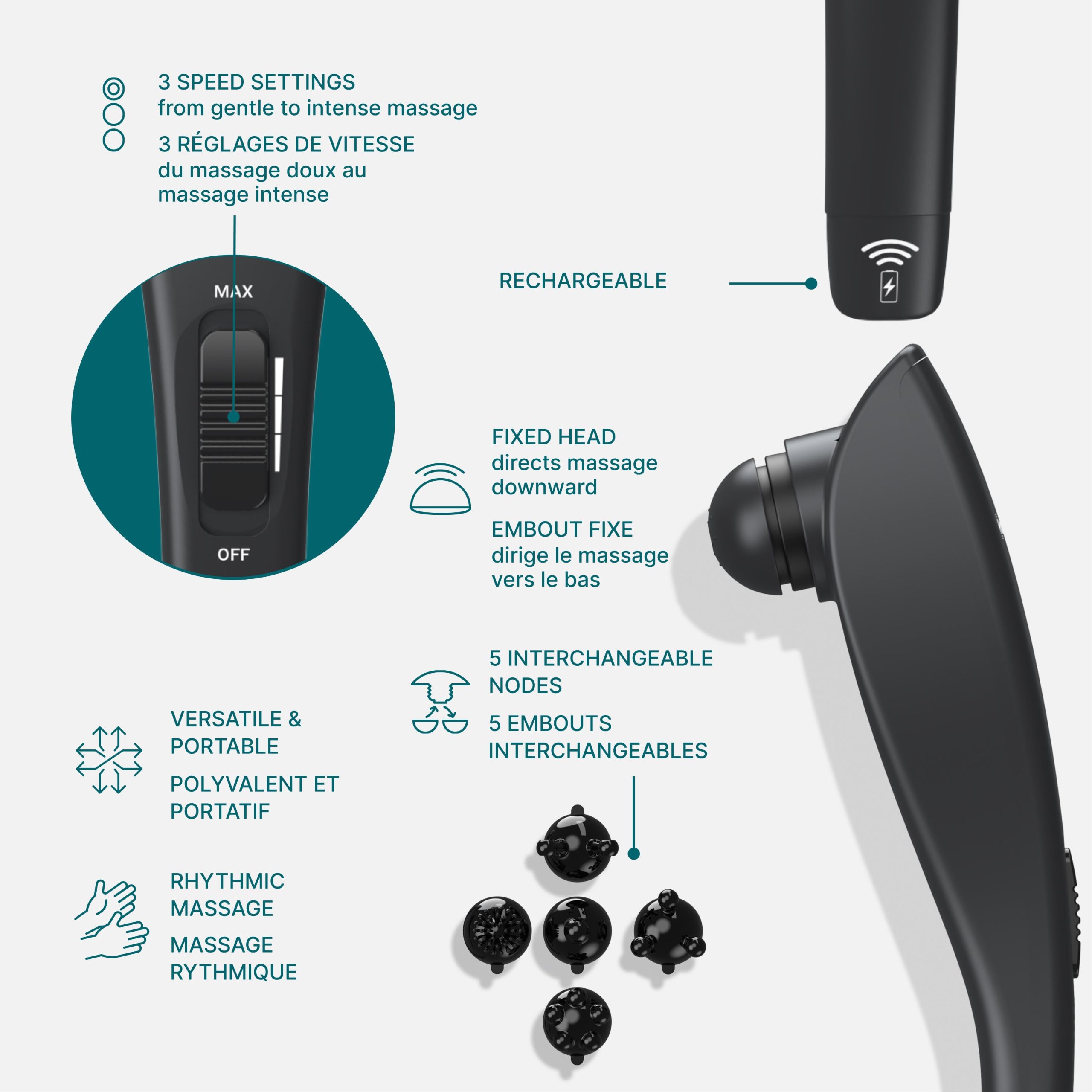Homedics Rechargeable Deep Tissue Percussion Massager - Image 3